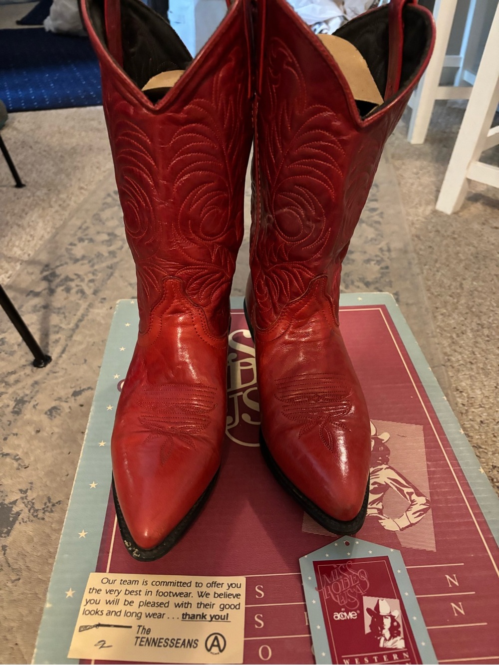 Vintage Miss Rodeo by Acme Red Leather Western Cowboy Boots